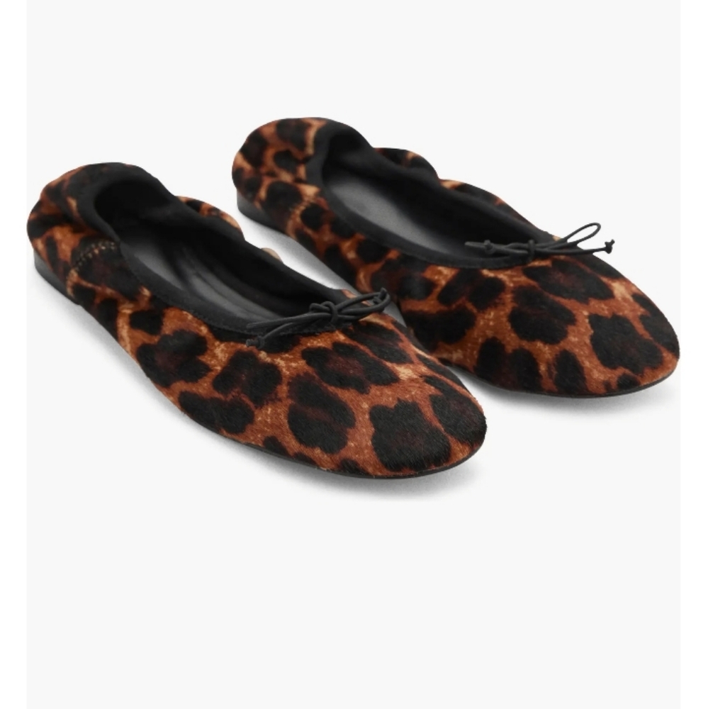 NWT Mango MNG Leopard Print  Calf Hair Ballerina Flat (Women) EU 37 / US 6.5